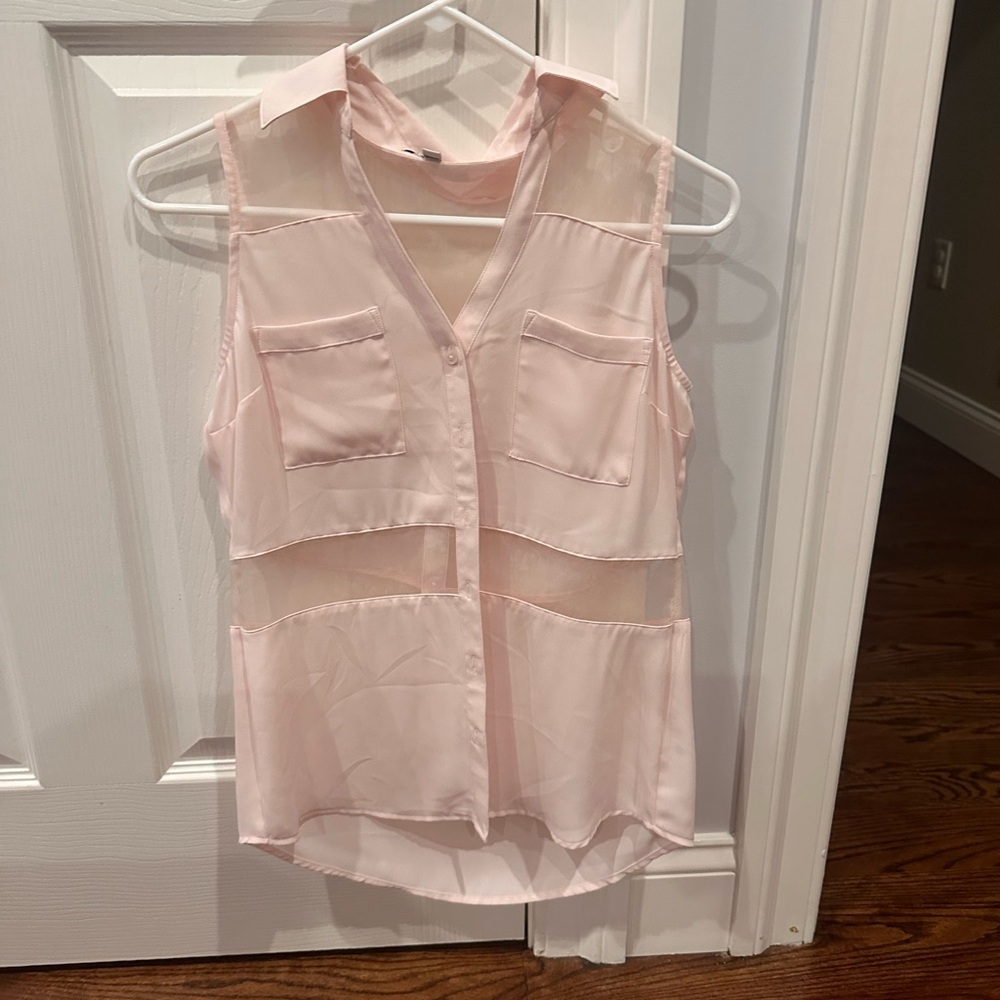 Express Light Pink Sheer Sleeveless Blouse